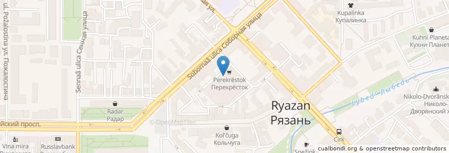 Mapa de ubicacion de Малина en Rússia, Distrito Federal Central, Рязанская Область, Городской Округ Рязань.