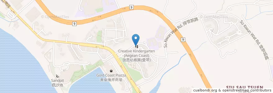 Mapa de ubicacion de 啓思幼稚園(愛琴) Creative Kindergarten (Aegean Coast) en China, Hong Kong, Cantão, Novos Territórios, 屯門區 Tuen Mun District.