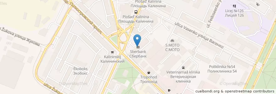 Mapa de ubicacion de Сбербанк en Rusland, Северо-Западный Федеральный Округ, Oblast Leningrad, Sint-Petersburg, Калининский Район, Финляндский Округ.