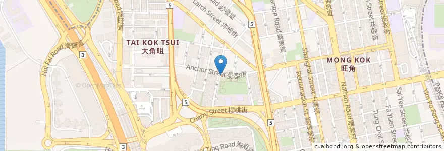 Mapa de ubicacion de 晏架街公共浴室 Anchor Street Public Bathhouse en 中国, 广东省, 香港 Hong Kong, 九龍 Kowloon, 新界 New Territories, 油尖旺區 Yau Tsim Mong District.
