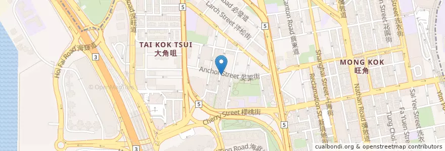 Mapa de ubicacion de 大角咀郵政局 Tai Kok Tsui Post Office en چین, گوانگ‌دونگ, هنگ‌کنگ, کاولون, 新界 New Territories, 油尖旺區 Yau Tsim Mong District.