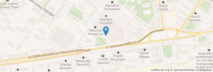 Mapa de ubicacion de Духовный центр en روسيا, منطقة فيدرالية أورالية, أوبلاست سفردلوفسك, بلدية يكاترينبورغ.