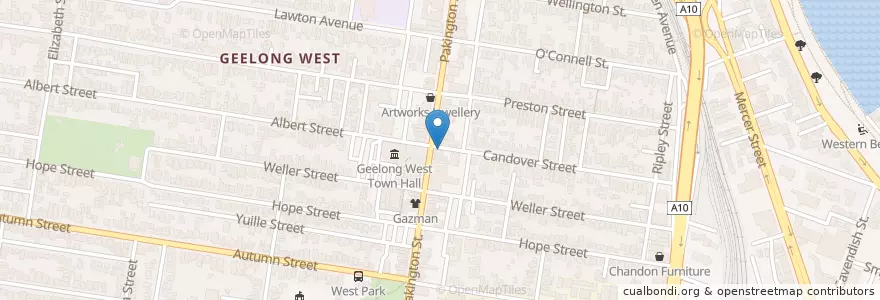 Mapa de ubicacion de Pakington Street Pharmacy en Australien, Victoria, City Of Greater Geelong.