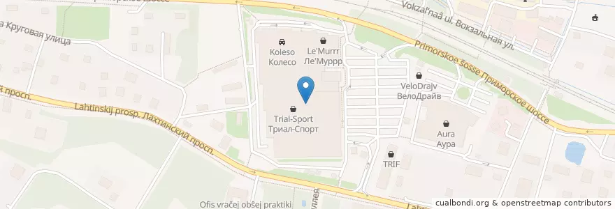 Mapa de ubicacion de Университетская аптека en Russland, Föderationskreis Nordwest, Oblast Leningrad, Sankt Petersburg, Приморский Район, Округ Лахта-Ольгино.