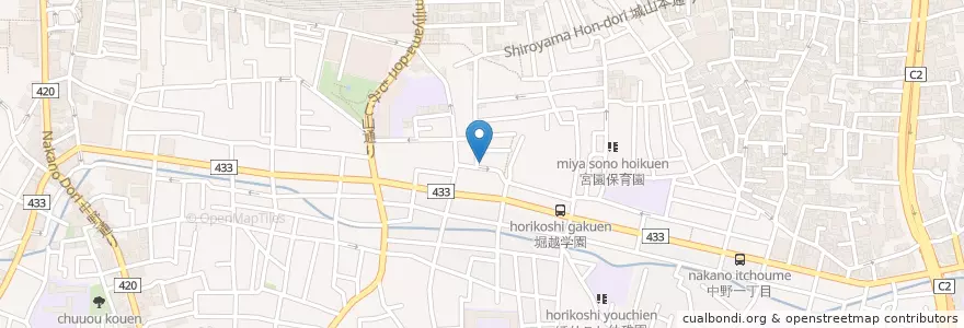 Mapa de ubicacion de 越前屋 en 日本, 東京都, 中野区.