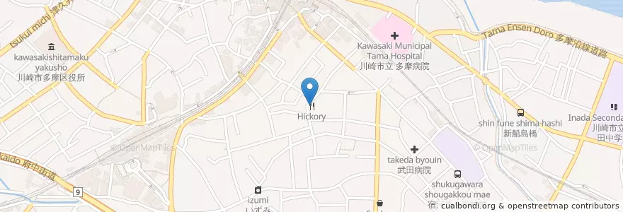 Mapa de ubicacion de Hickory en 日本, 神奈川県, 川崎市, 多摩区.