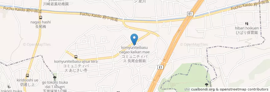 Mapa de ubicacion de 長尾会館 en Japón, Prefectura De Kanagawa, Kawasaki, Tama.