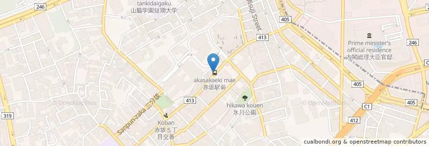 Mapa de ubicacion de 赤坂駅前 en Japón, Tokio, Minato.