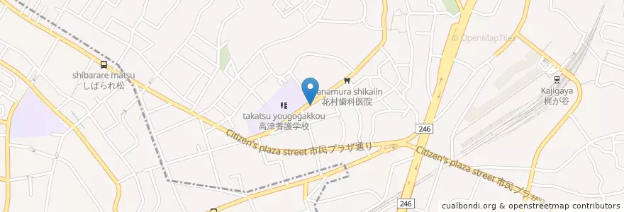 Mapa de ubicacion de 川崎市 上作延保育園 en Japón, Prefectura De Kanagawa, Kawasaki, 高津区, 宮前区.