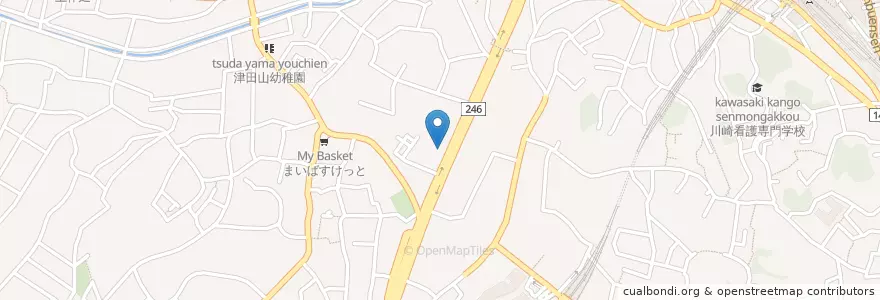 Mapa de ubicacion de マクドナルド 246梶ヶ谷店 en Japan, Präfektur Kanagawa, 川崎市, 高津区.