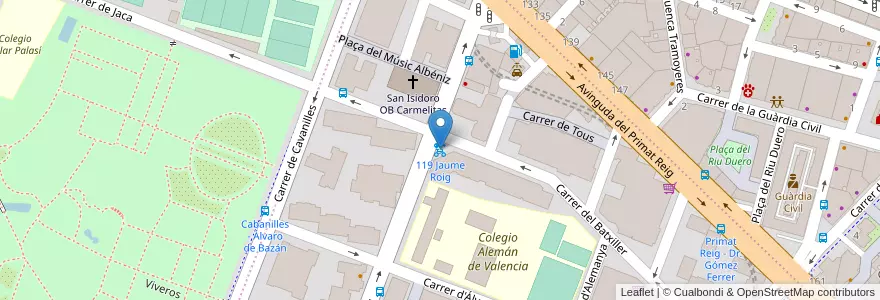 Mapa de ubicacion de 119 Jaume Roig en スペイン, バレンシア州, València / Valencia, Comarca De València, València.