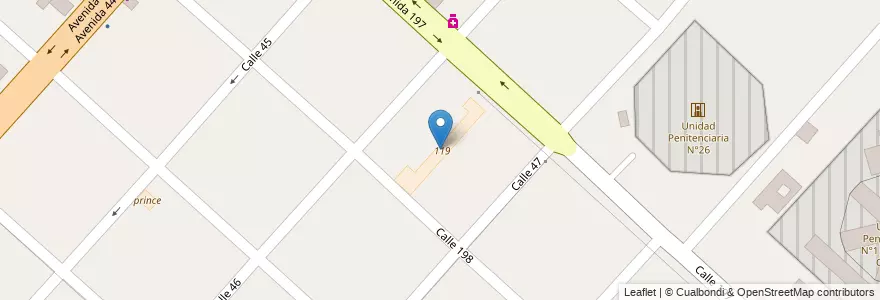 Mapa de ubicacion de 119, Lisandro Olmos en Arjantin, Buenos Aires, Partido De La Plata, Lisandro Olmos.