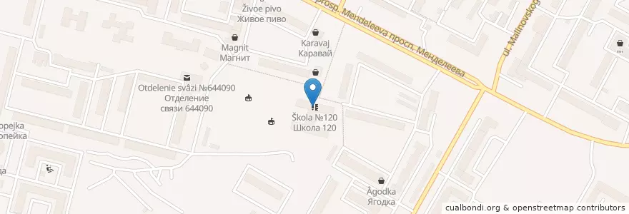 Mapa de ubicacion de Школа №120 en Rusia, Distrito Federal De Siberia, Omsk, Омский Район, Городской Округ Омск.