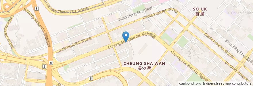 Mapa de ubicacion de HSBC en الصين, غوانغدونغ, هونغ كونغ, كولون, الأقاليم الجديدة, 深水埗區 Sham Shui Po District.