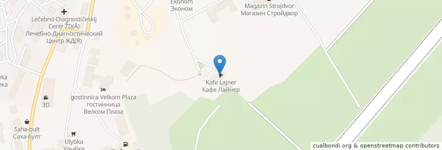 Mapa de ubicacion de Кафе Лайнер en Russia, Distretto Federale Dell'estremo Oriente, Sacha-Jacuzia, Алданский Улус, Городское Поселение Алдан.