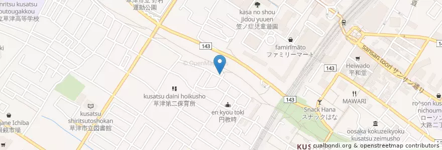 Mapa de ubicacion de 地守神社 en 日本, 滋賀県, 草津市.