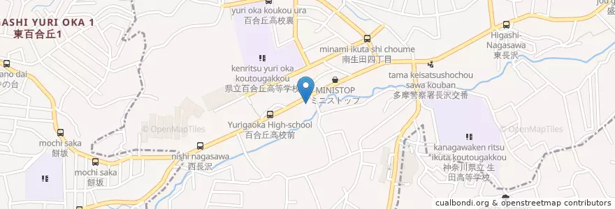 Mapa de ubicacion de バーミヤン 南生田店 en Japão, 神奈川県, 川崎市, 多摩区.