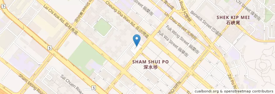 Mapa de ubicacion de 深水埗(欽州街) Sham Shui Po (Yen Chow Street) en Китай, Гуандун, Гонконг, Цзюлун, Новые Территории, 深水埗區 Sham Shui Po District.