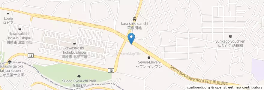 Mapa de ubicacion de 魚べい en 일본, 가나가와현, 川崎市, 宮前区.
