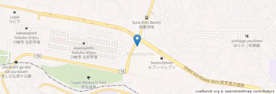 Mapa de ubicacion de 맥도날드 en 일본, 가나가와현, 川崎市, 宮前区.