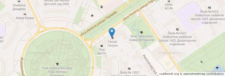 Mapa de ubicacion de Тануки en Russia, Distretto Federale Centrale, Москва, Юго-Восточный Административный Округ, Район Марьино.