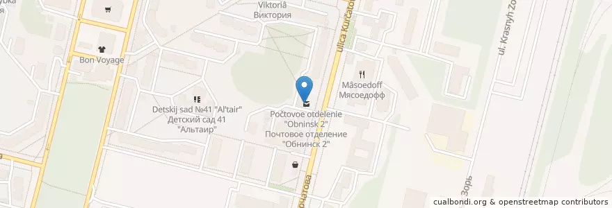 Mapa de ubicacion de Почтовое отделение "Обнинск 2" en Rússia, Distrito Federal Central, Oblast De Kaluga, Городской Округ Обнинск.
