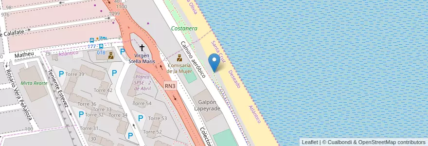 Mapa de ubicacion de 11º bajada en アルゼンチン, チリ, サンタクルス州, Atlántico, Deseado, Caleta Olivia.