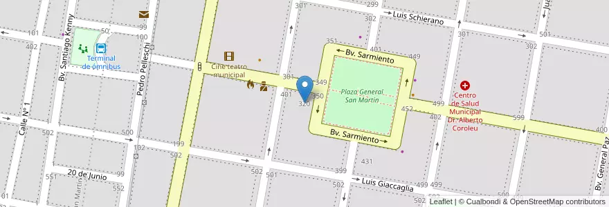 Mapa de ubicacion de 12 de Octubre en Argentina, Córdoba, Departamento General San Martín, Pedanía Chazón, Municipio De Etruria, Etruria.