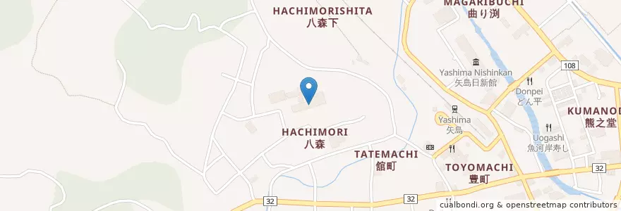 Mapa de ubicacion de 市立矢島小学校 en 일본, 아키타현, 由利本荘市.