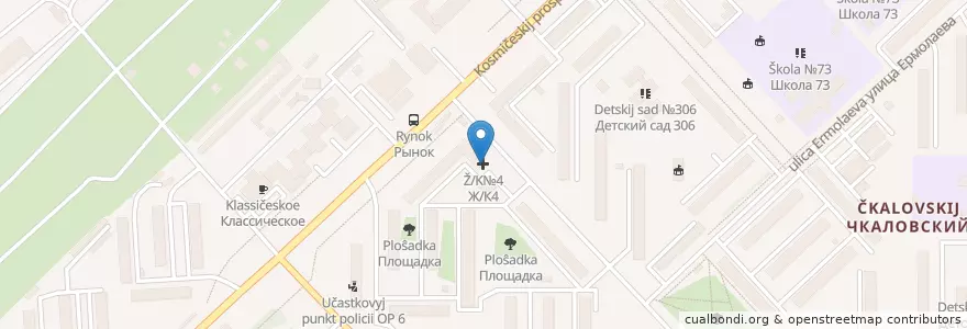 Mapa de ubicacion de Ж/К№4 en ロシア, シベリア連邦管区, オムスク州, オムスク地区, オムスク管区.