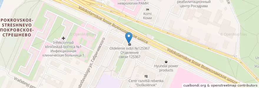 Mapa de ubicacion de Отделение связи №125367 en Russia, Central Federal District, Moscow, North-Western Administrative Okrug, Pokrovskoye-Streshnevo District.