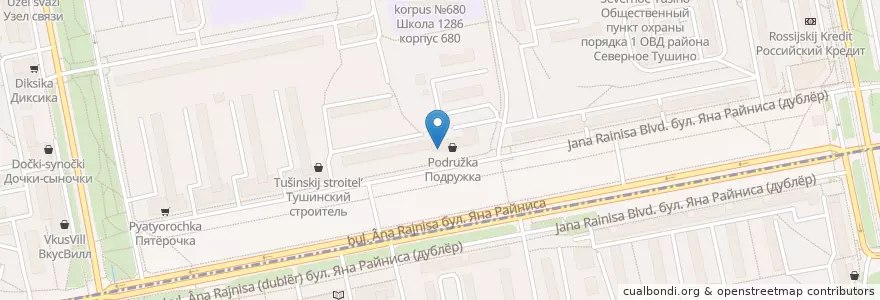 Mapa de ubicacion de Росбанк en 러시아, Центральный Федеральный Округ, Москва, Северо-Западный Административный Округ.