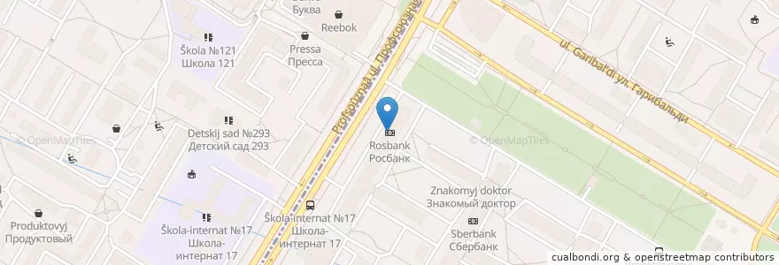 Mapa de ubicacion de Росбанк en Rússia, Distrito Federal Central, Москва, Юго-Западный Административный Округ, Район Черёмушки.