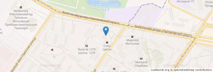 Mapa de ubicacion de Росбанк en Россия, Центральный Федеральный Округ, Москва, Юго-Западный Административный Округ, Район Зюзино.