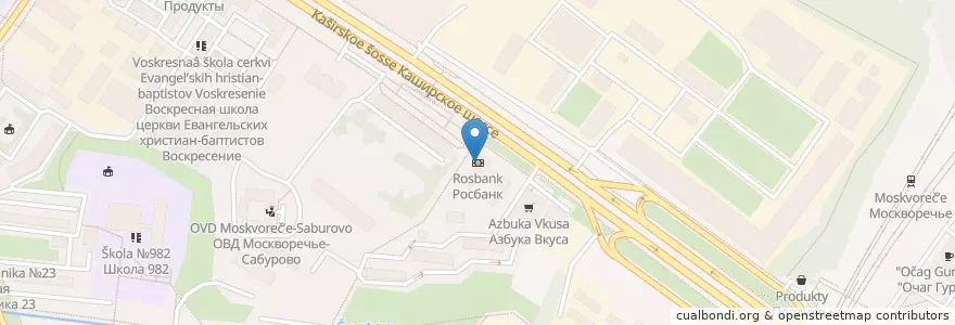 Mapa de ubicacion de Росбанк en 俄罗斯/俄羅斯, Центральный Федеральный Округ, Москва, Южный Административный Округ, Район Москворечье-Сабурово.