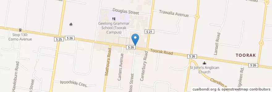 Mapa de ubicacion de Westpac en Australia, Victoria, City Of Stonnington.