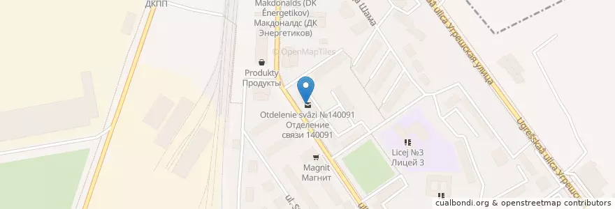 Mapa de ubicacion de Отделение связи №140091 en روسيا, Центральный Федеральный Округ, محافظة موسكو, Городской Округ Дзержинский.