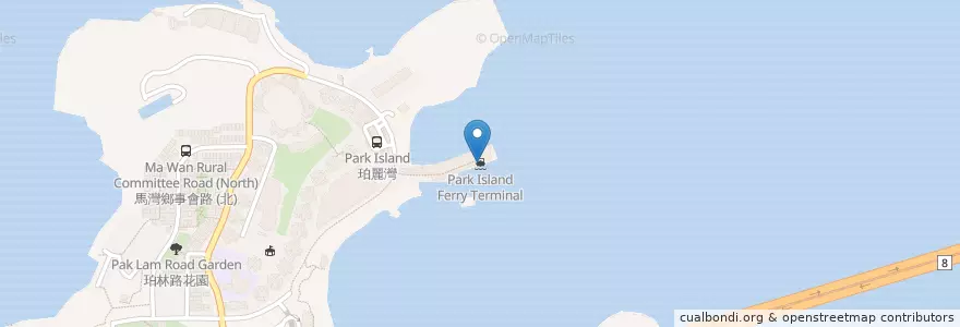 Mapa de ubicacion de 珀麗灣碼頭 Park Island Pier en Cina, Hong Kong, Guangdong, Nuovi Territori, 荃灣區 Tsuen Wan District.