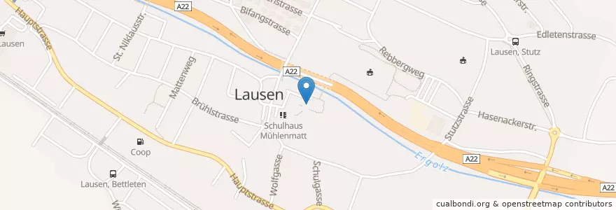 Mapa de ubicacion de Schulhaus Rolle en سويسرا, Basel-Landschaft, Bezirk Liestal, Lausen.