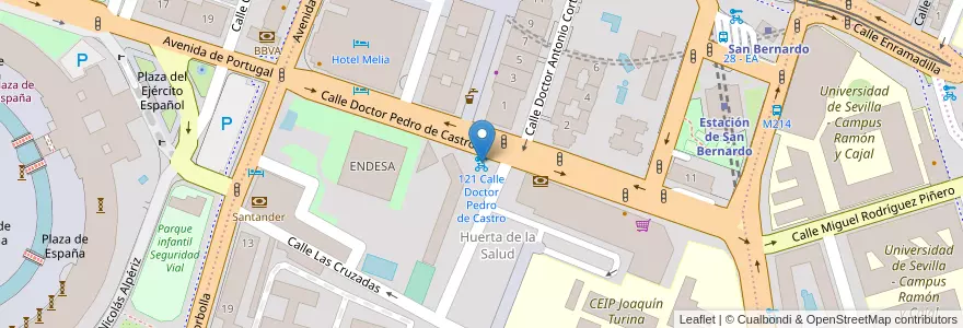 Mapa de ubicacion de 121 Calle Doctor Pedro de Castro en スペイン, アンダルシア州, Sevilla, セビリア.