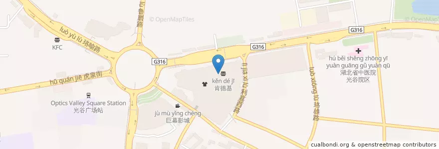 Mapa de ubicacion de 金汉斯 en الصين, خوبي, ووهان, 洪山区, 东湖新技术开发区（托管）, 关东街道.