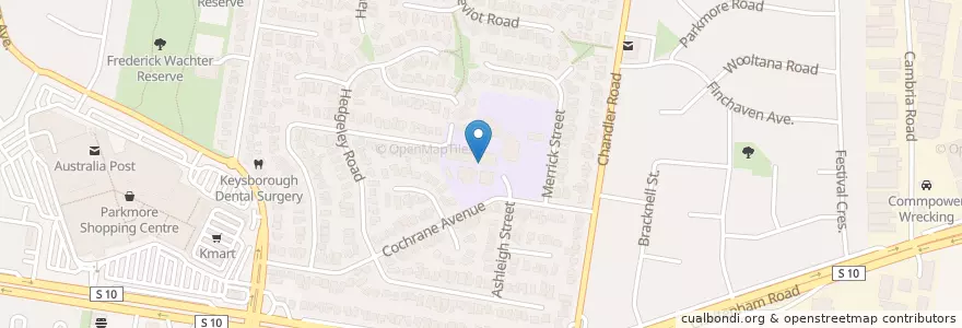 Mapa de ubicacion de Chandler Primary School en Australien, Victoria, City Of Greater Dandenong.