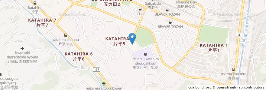 Mapa de ubicacion de 川崎市 北部地域教育センター en 日本, 神奈川縣, 川崎市, 麻生区.