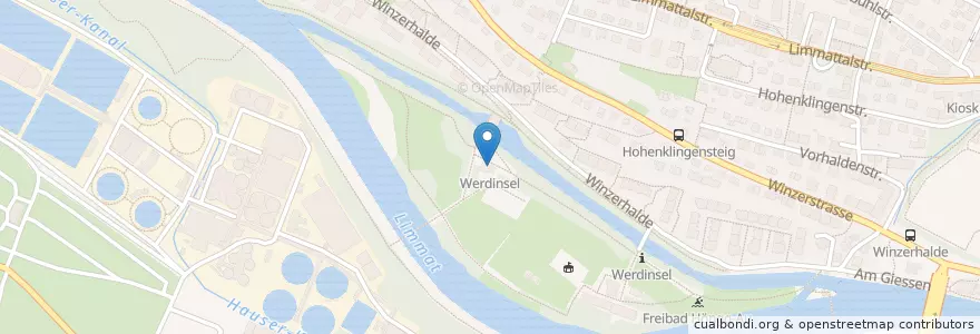 Mapa de ubicacion de Werdinsel en Switzerland, Zurich, District Zurich, Zurich.