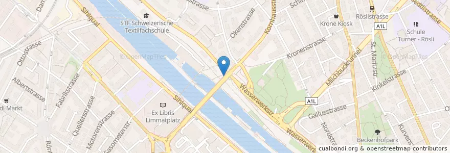 Mapa de ubicacion de Lettenareal en Switzerland, Zurich, District Zurich, Zurich.