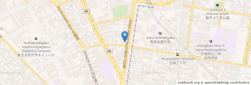 Mapa de ubicacion de 五橋交番 en Japão, 宮城県, 仙台市, 青葉区.