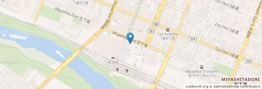Mapa de ubicacion de 旭川駅前交番 en Japão, 北海道, 上川総合振興局, 旭川市.