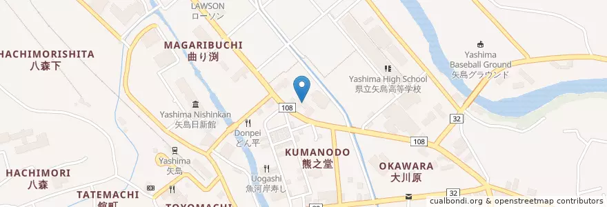 Mapa de ubicacion de 由利本荘警察署矢島幹部交番 en Japan, Präfektur Akita, 由利本荘市.