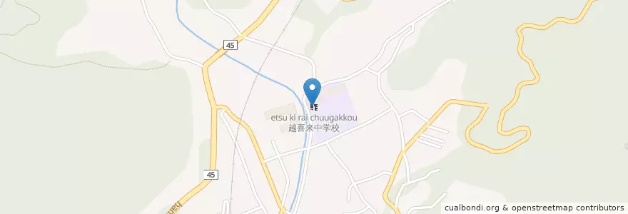 Mapa de ubicacion de 越喜来中学校 en ژاپن, 岩手県, 大船渡市.