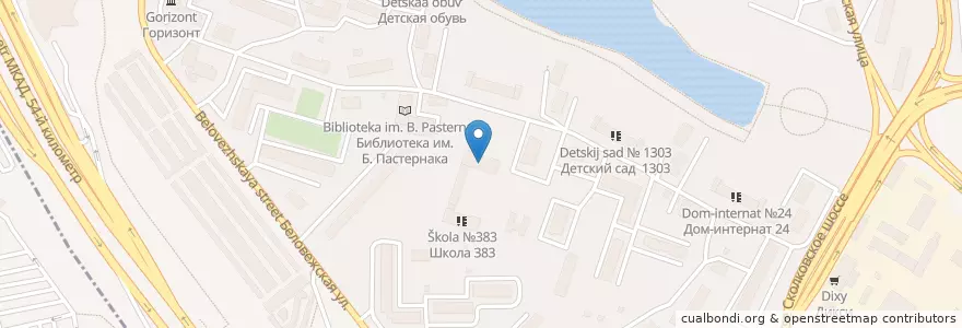 Mapa de ubicacion de Школа №384 en Rusland, Centraal Federaal District, Moskou, Западный Административный Округ, Можайский Район.